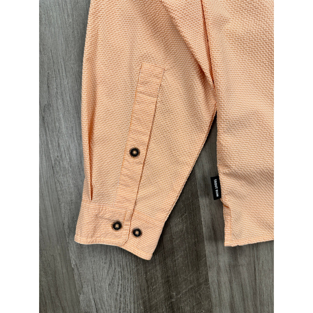 Orvis Open Air Caster UPF 40+ Vented Long Sleeve Fishing Button Down in Orange White — Size Small // Preowned