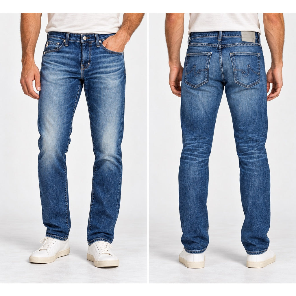 AG Adriano Goldschmied The Matchbox Slim Straight 15-Year Wash Lead Stretch Made in USA Jeans — Size 30 // Preowned