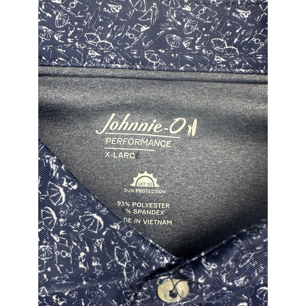 Johnnie-O Boggins Performance Jersey Golf Polo in Navy, White — Size XL // Preowned