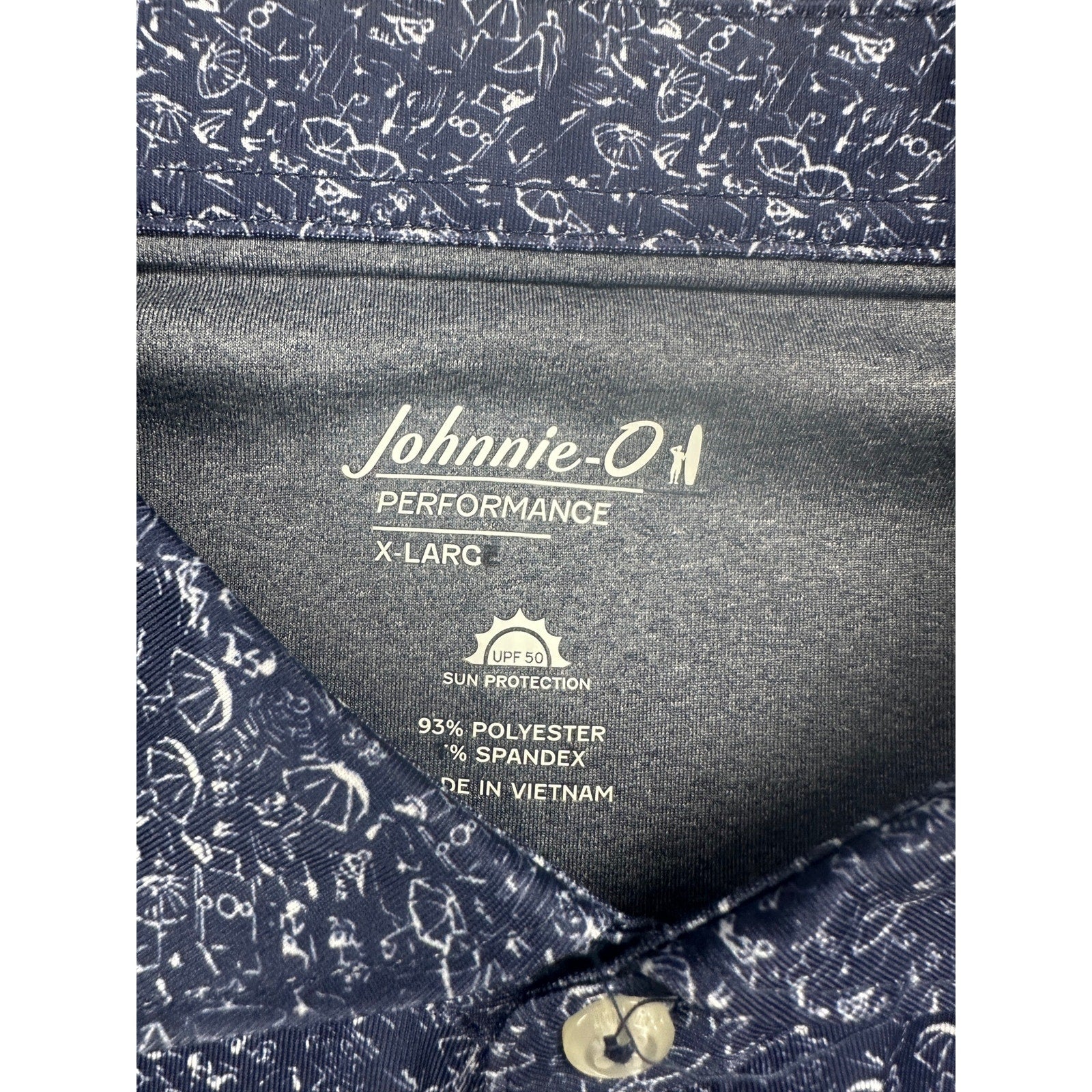 Johnnie-O Boggins Performance Jersey Golf Polo in Navy, White — Size XL // Preowned
