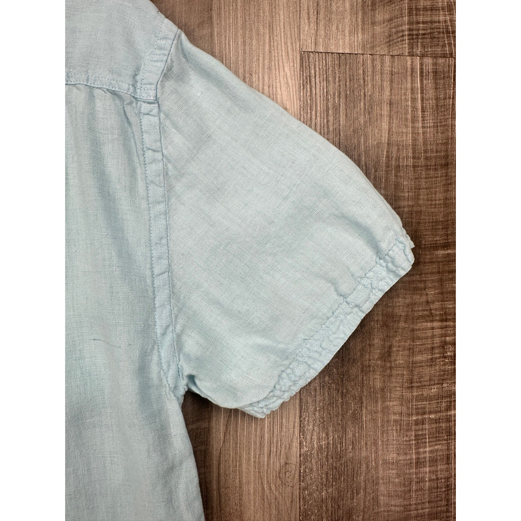 Billy Reid Linen Standard Cut Short Sleeve Button Down Shirt in Light Blue — Size Medium // Preowned