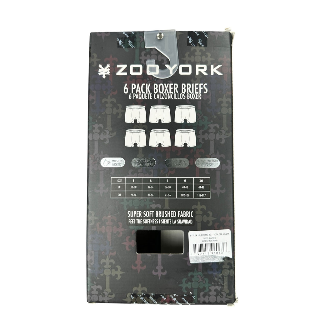 Zoo York Super Soft Brushed Performance Boxer Briefs - 6 Pack — Size Large