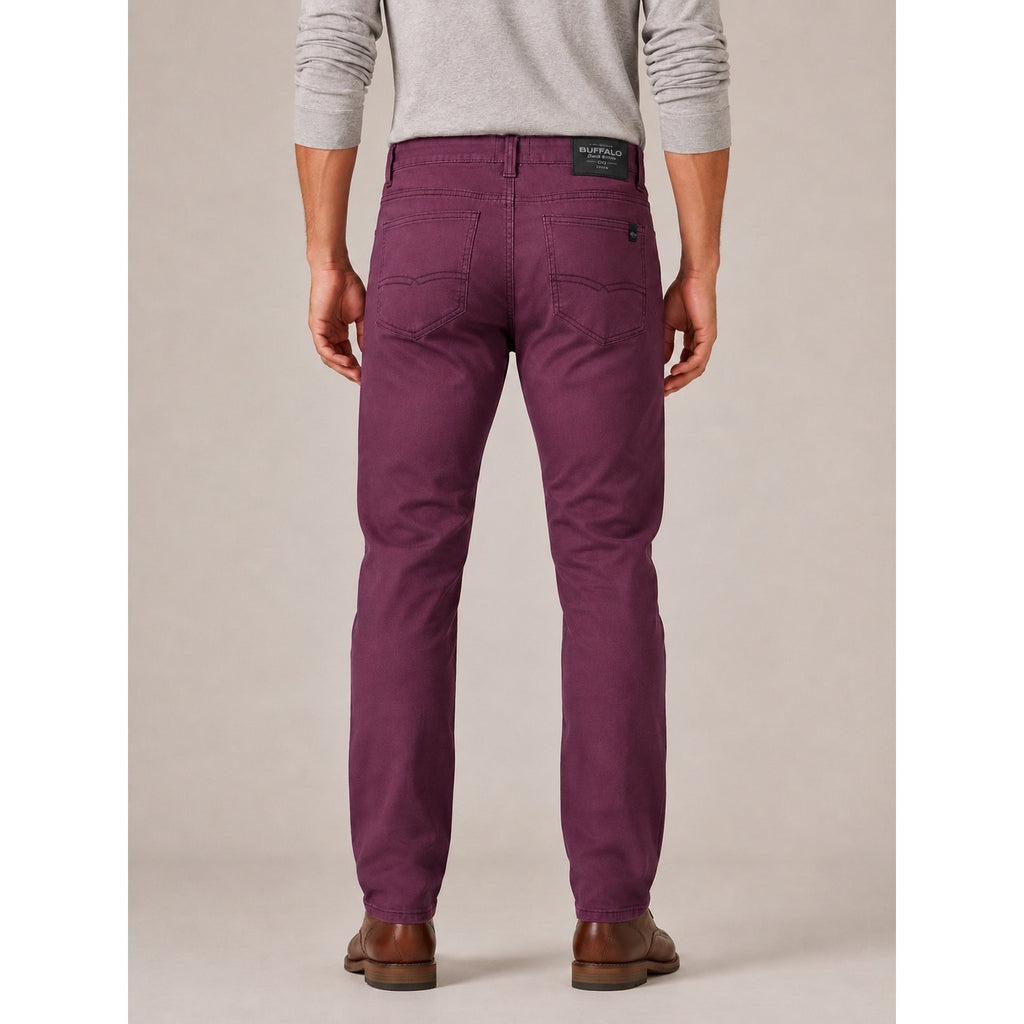 Buffalo David Bitton Six Straight Fit Burgundy Stretch Denim Jeans — 32x32