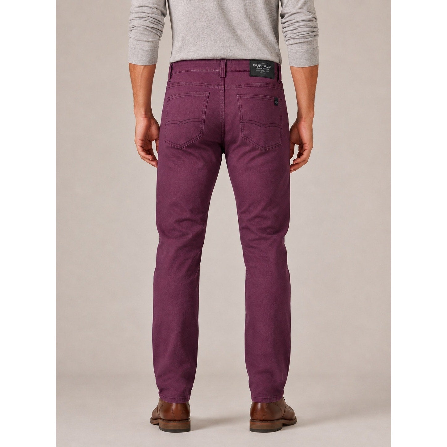 Buffalo David Bitton Six Straight Fit Burgundy Stretch Denim Jeans — 32x32
