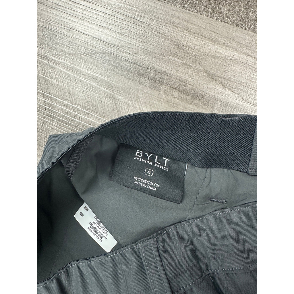 BYLT Executive Windowpane Chino Performance Pants in Dark Charcoal — Size 31