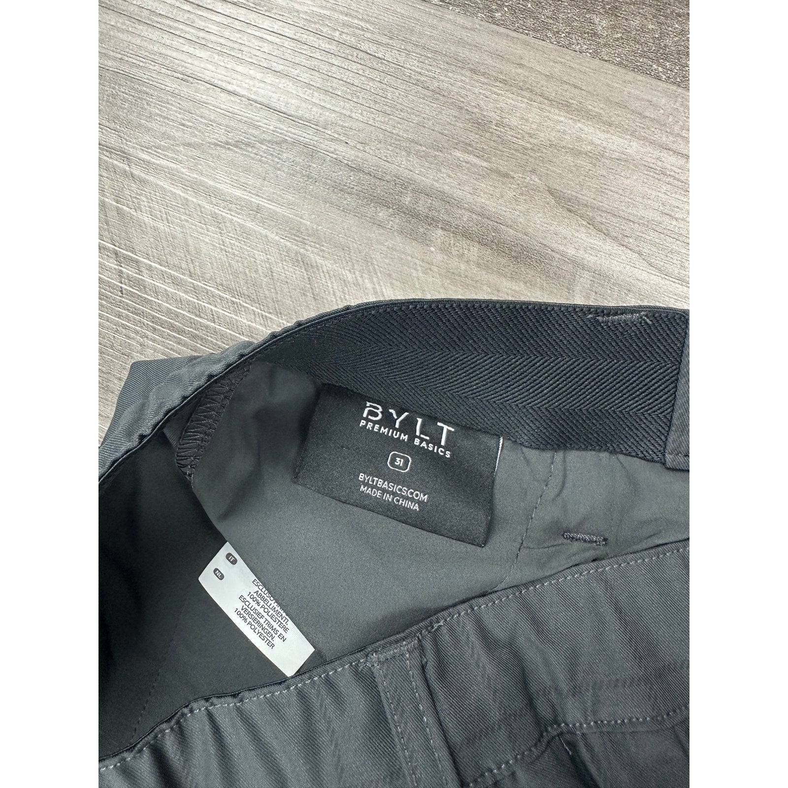 BYLT Executive Windowpane Chino Performance Pants in Dark Charcoal — Size 31