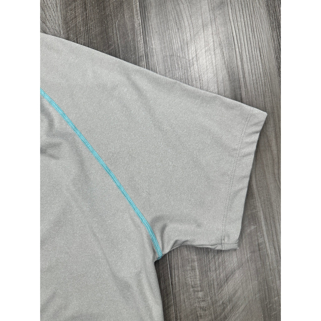 Normal Brand Performance Pique Polo in Grey with Turquoise Stitching — Size Large // Preowned