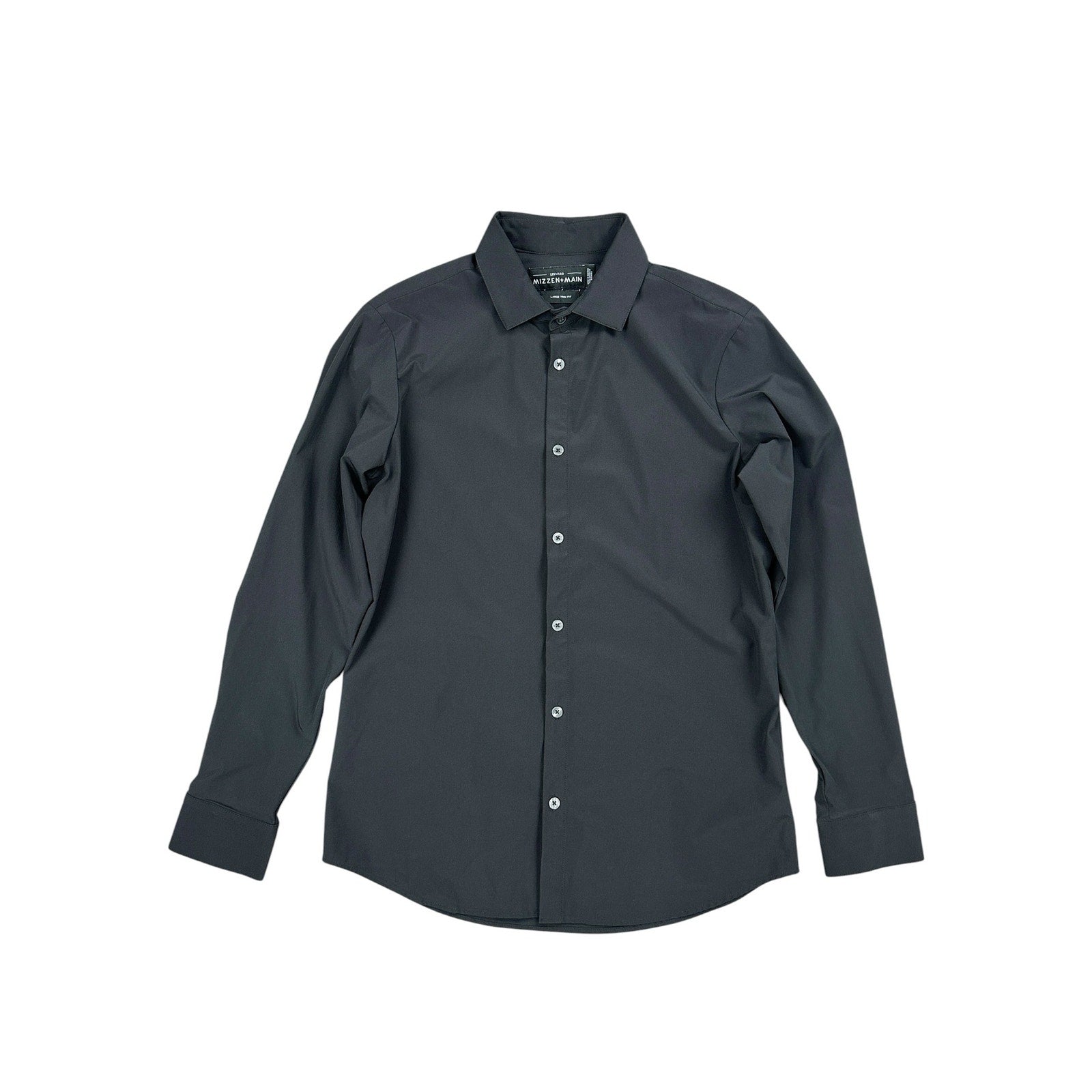 Mizzen+Main Leeward Collection Solid Trim Fit Long Sleeve Shirt in Black — Size Large // Preowned