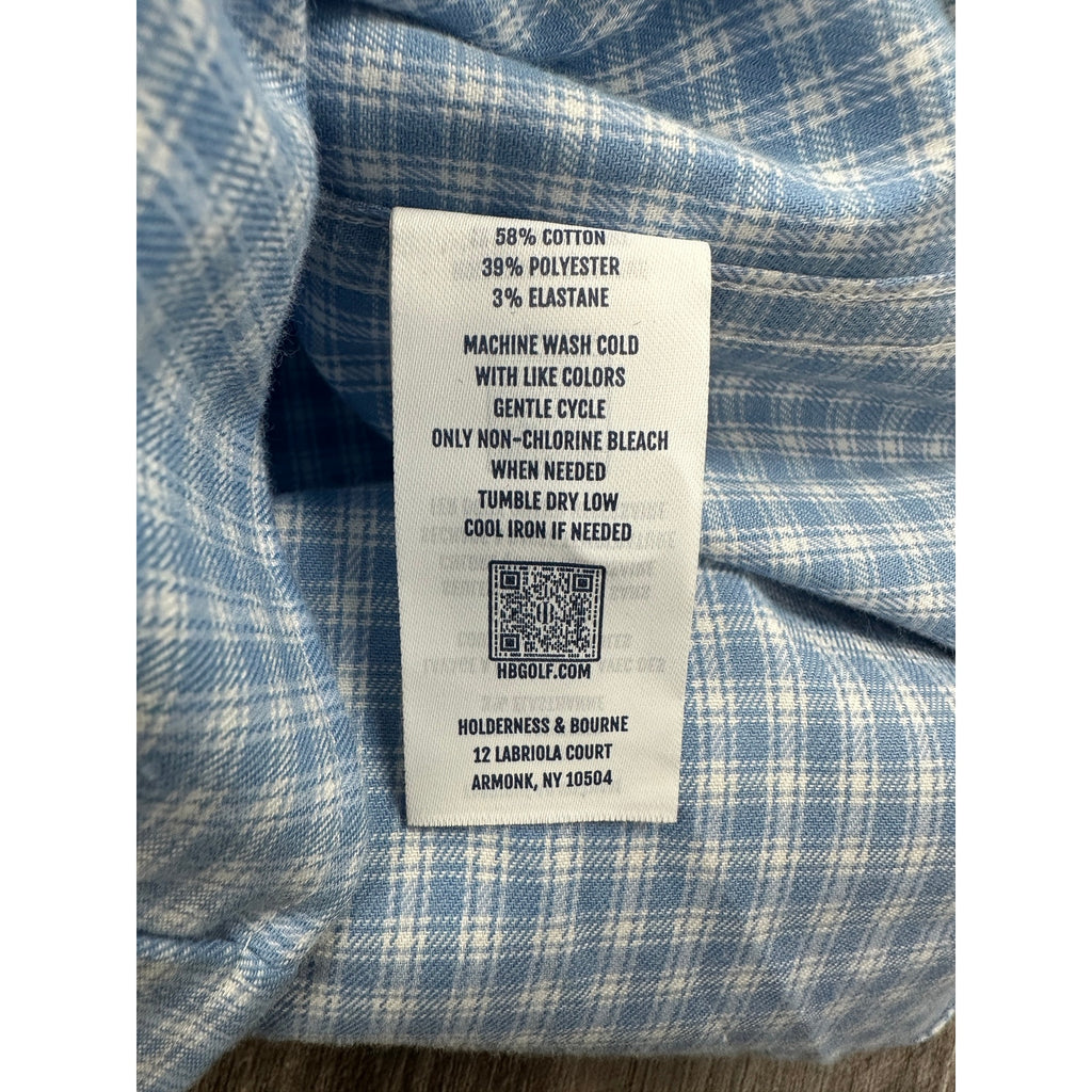 Holderness & Bourne The McColl Signature Fit Plaid Long Sleeve Shirt in Bedford Blue — Size Medium