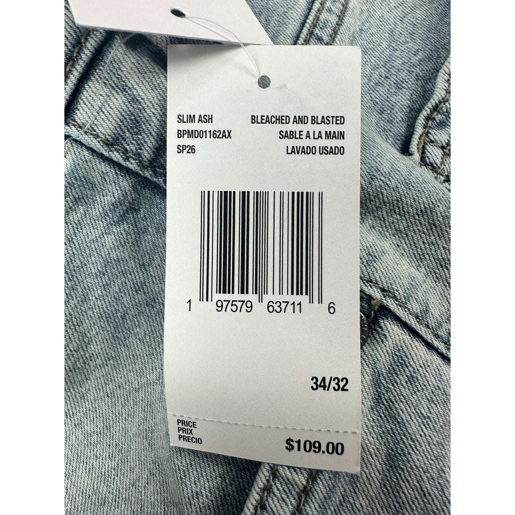 Buffalo David Bitton Ash Slim Stretch Jeans in Bleached and Blasted — Size 34x32