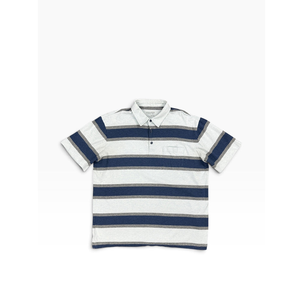 Patagonia Squeaky Clean Rugby Stripe Polo in Atoll Blue — Size Large // Preowned