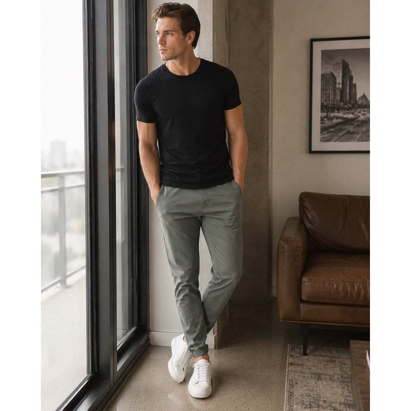 Cuts Clothing AO Slim Fit Joggers in Sage Gray — Size Medium // Preowned