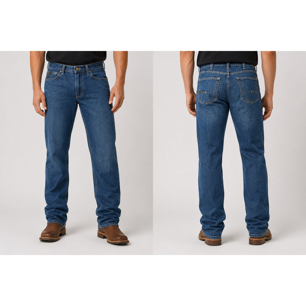 Ariat Rebar M5 Durastretch Stacked Straight Jeans in Blackstone Blue — Size 32x34 // Preowned