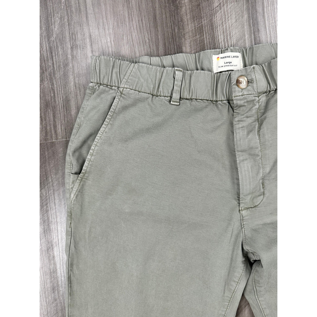 Marine Layer Slim Straight Saturday Twill Chino Pants in Green Khaki — Size Large // Preowned