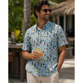 Tommy Bahama Coastal Ease Shake & Sip Cocktail Print Short Sleeve Button Down in Blue with Multi Print — Size Medium // Preowned