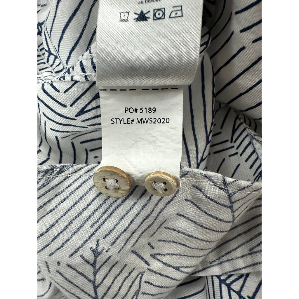 Faherty Ivory Leaf Short Sleeve Sport Shirt in Ivory, Navy — Size Medium // Preowned