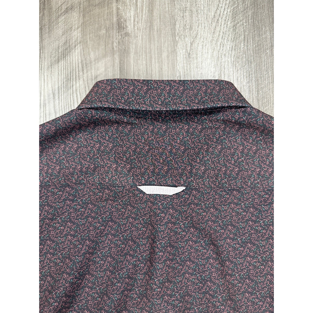 7 Diamonds Memphis Sky 4-Way Stretch Woven Long Sleeve Button Down in Black Mud Brown Light Blue — Size Large // Preowned