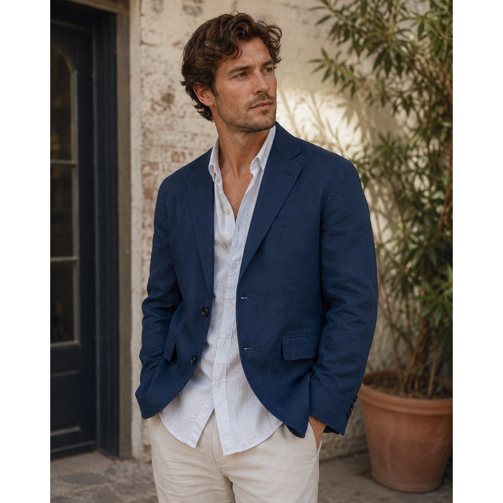 Alex Mill Cotton Linen Cooper Blazer in Navy — Size Small