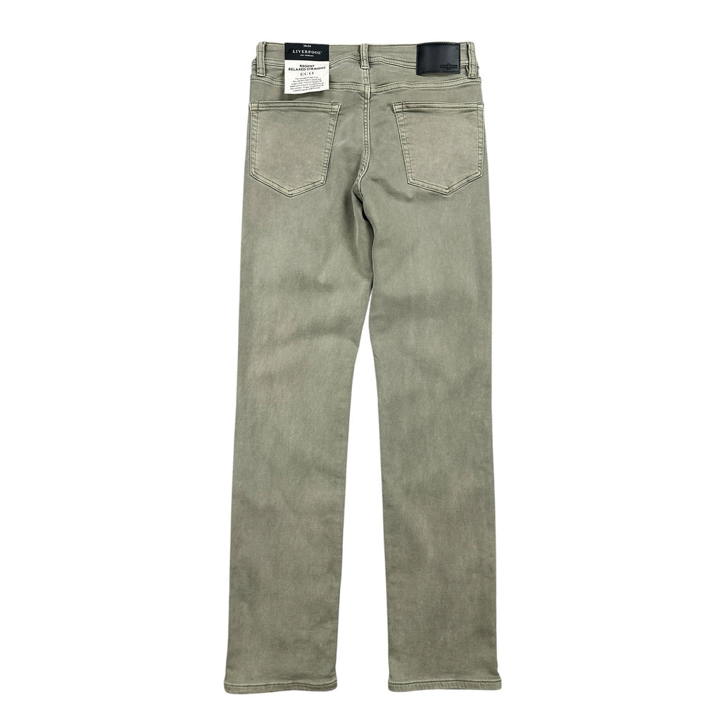 Liverpool Los Angeles Regent Relaxed Straight Stretch Jean in Pewter Green — Size 28x34