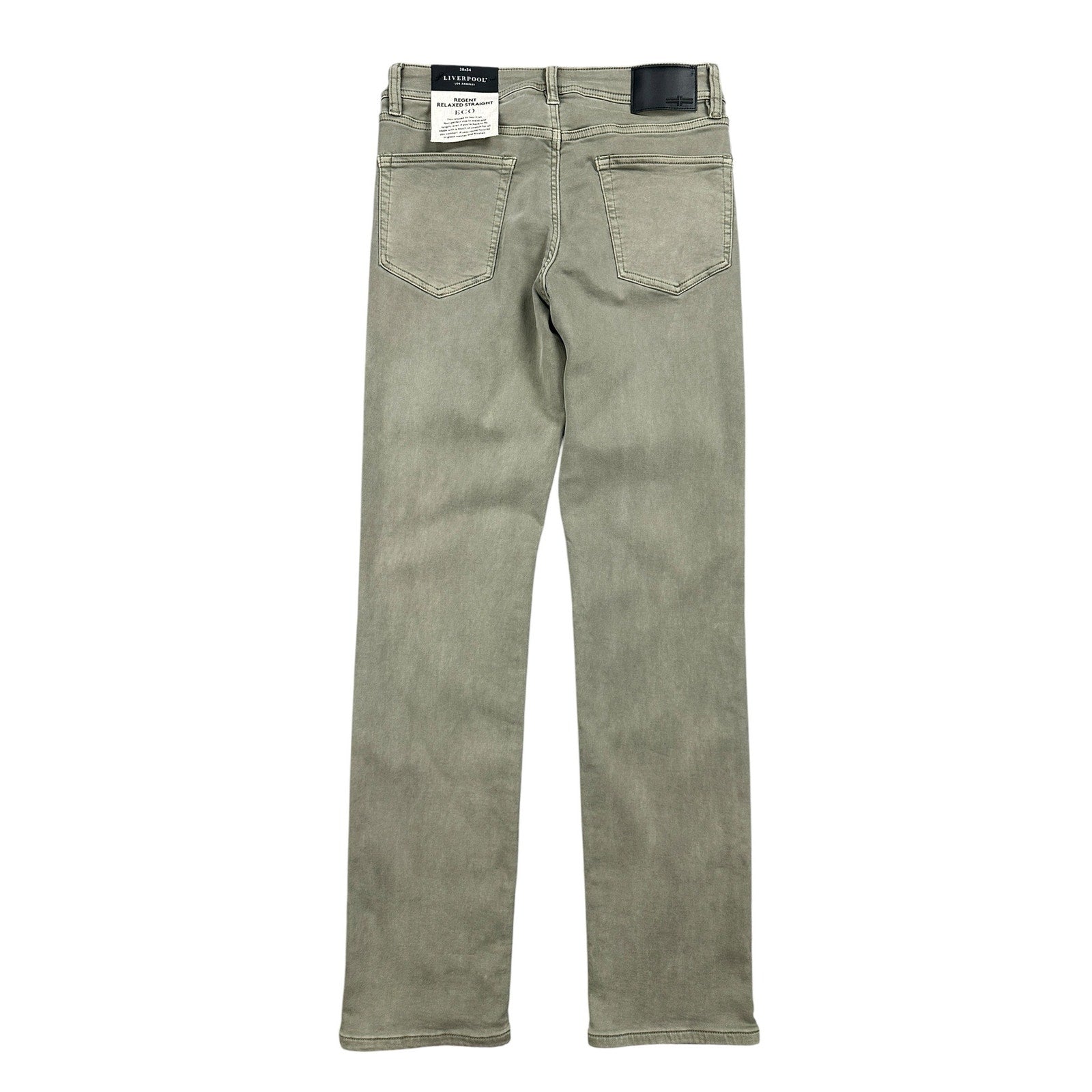 Liverpool Los Angeles Regent Relaxed Straight Stretch Jean in Pewter Green — Size 28x34