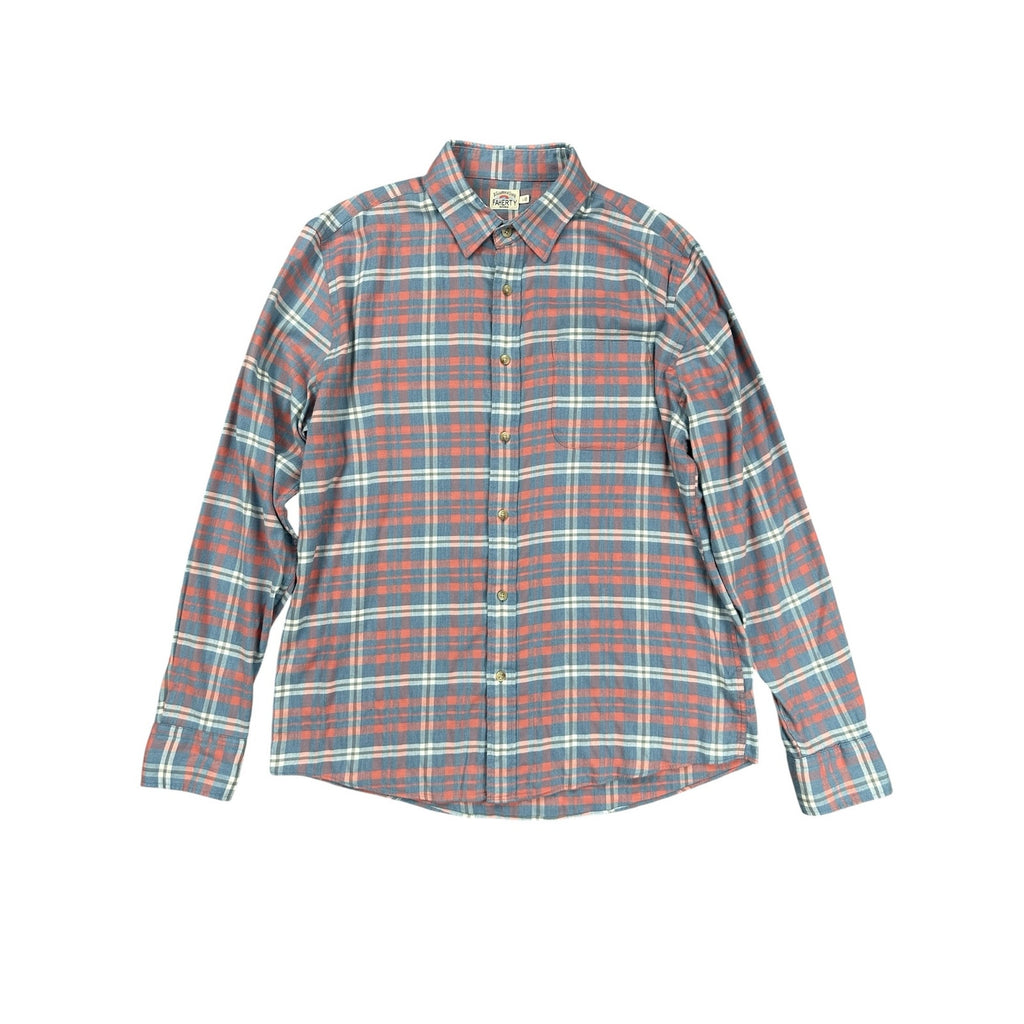 Faherty All-Time Lightweight Brushed Flannel Plaid Long Sleeve Button - Large