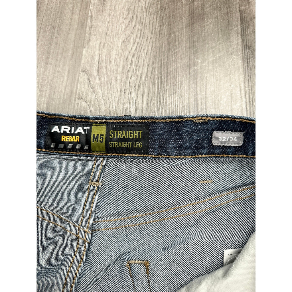 Ariat Rebar M5 Durastretch Stacked Straight Jeans in Blackstone Blue — Size 32x34 // Preowned