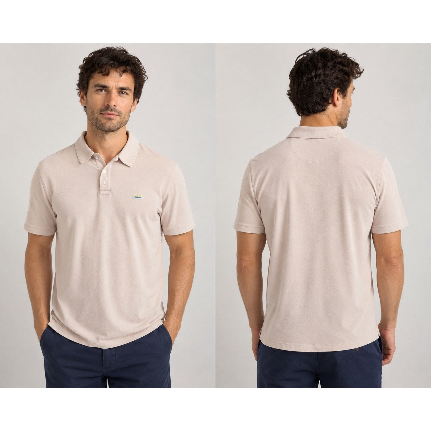 Faherty Sunwashed Pique Polo in Quartz Pink — Size Large // Preowned