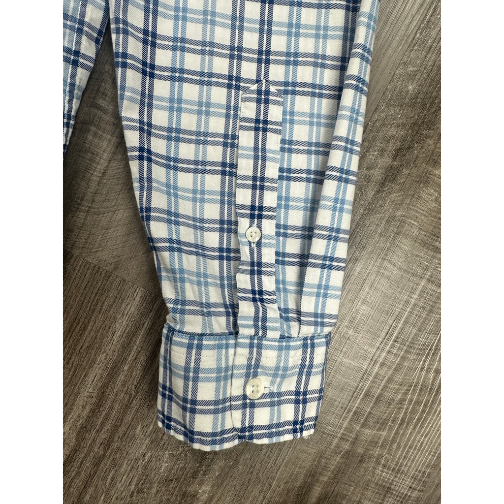 Vineyard Vines Slim Fit Tucker Shirt in Light Blue Navy White Plaid — Size Large