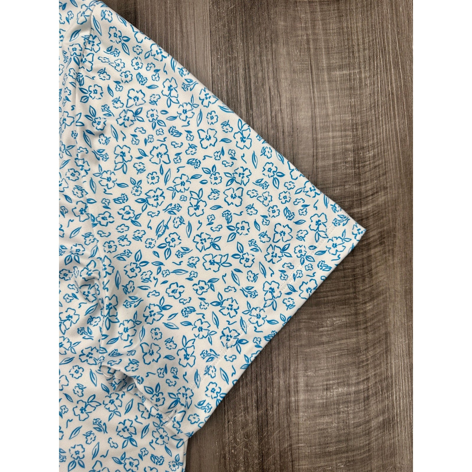 Redvanly Bendall Floral Golf Polo in Light Blue, White — Size XL // Preowned