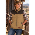 Rafter-C Boys' Camel with Chocolate Brown Yokes Quilted Western Vest — Size Boys XL