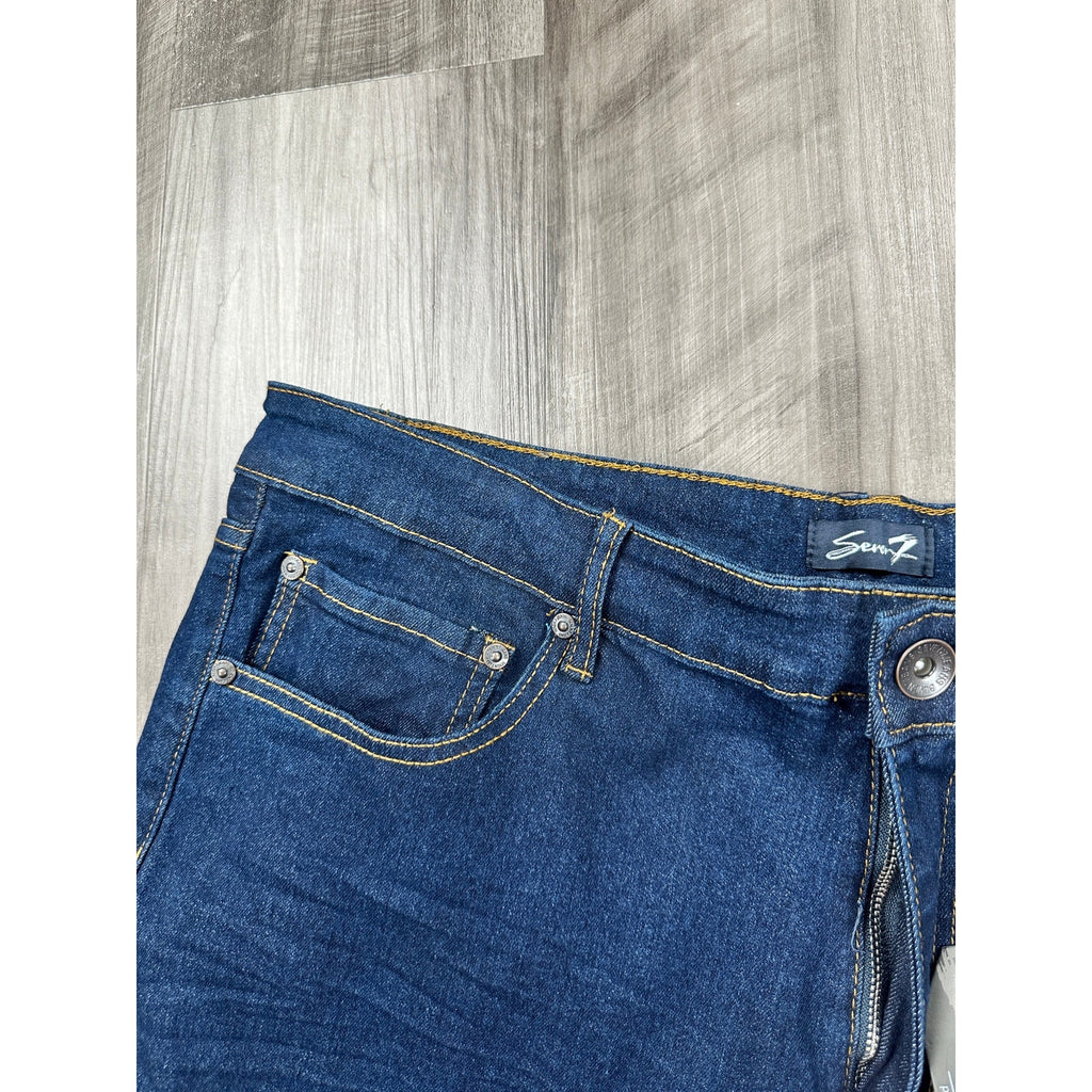 Seven7 Slim Straight Stretch Jean in Dark Rinse — Size 38x32