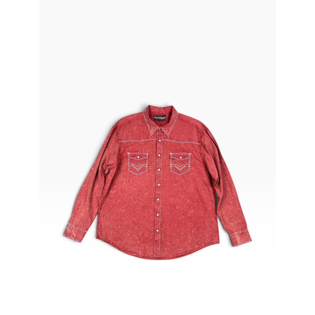 Rock & Roll Cowboy Vintage Washed Long Sleeve Pearl Snap in Brick Red — Size 2XL // Preowned