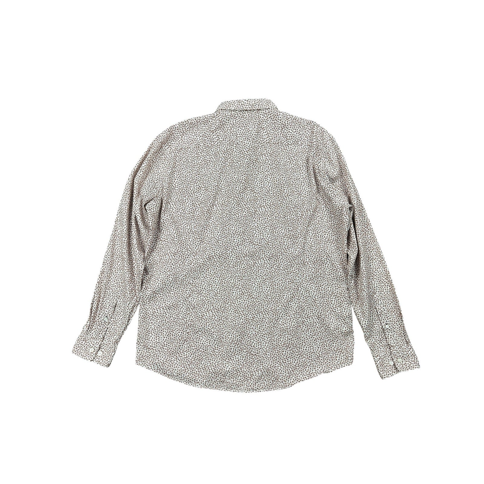BOSS Hugo Boss Robbie Shaped Fit Leaf Long Sleeve Button Down in White Orange Black Leaves — Size 2XL // Preowned