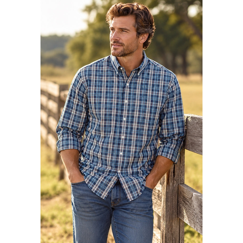 Onward Reserve Classic Fit Non-Iron Plaid Long Sleeve Button Down — Size Large // Preowned