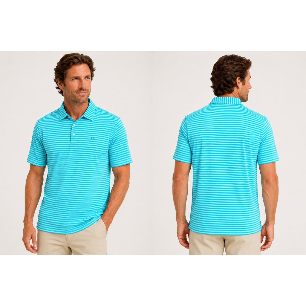 Southern Tide Driver Performance Stretch Striped Polo in Sea Blue — Size 2XL // Preowned