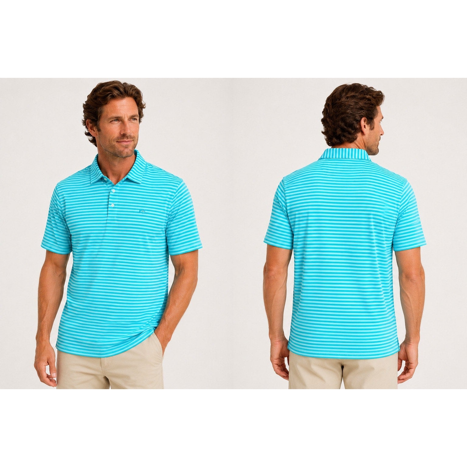 Southern Tide Driver Performance Stretch Striped Polo in Sea Blue — Size 2XL // Preowned