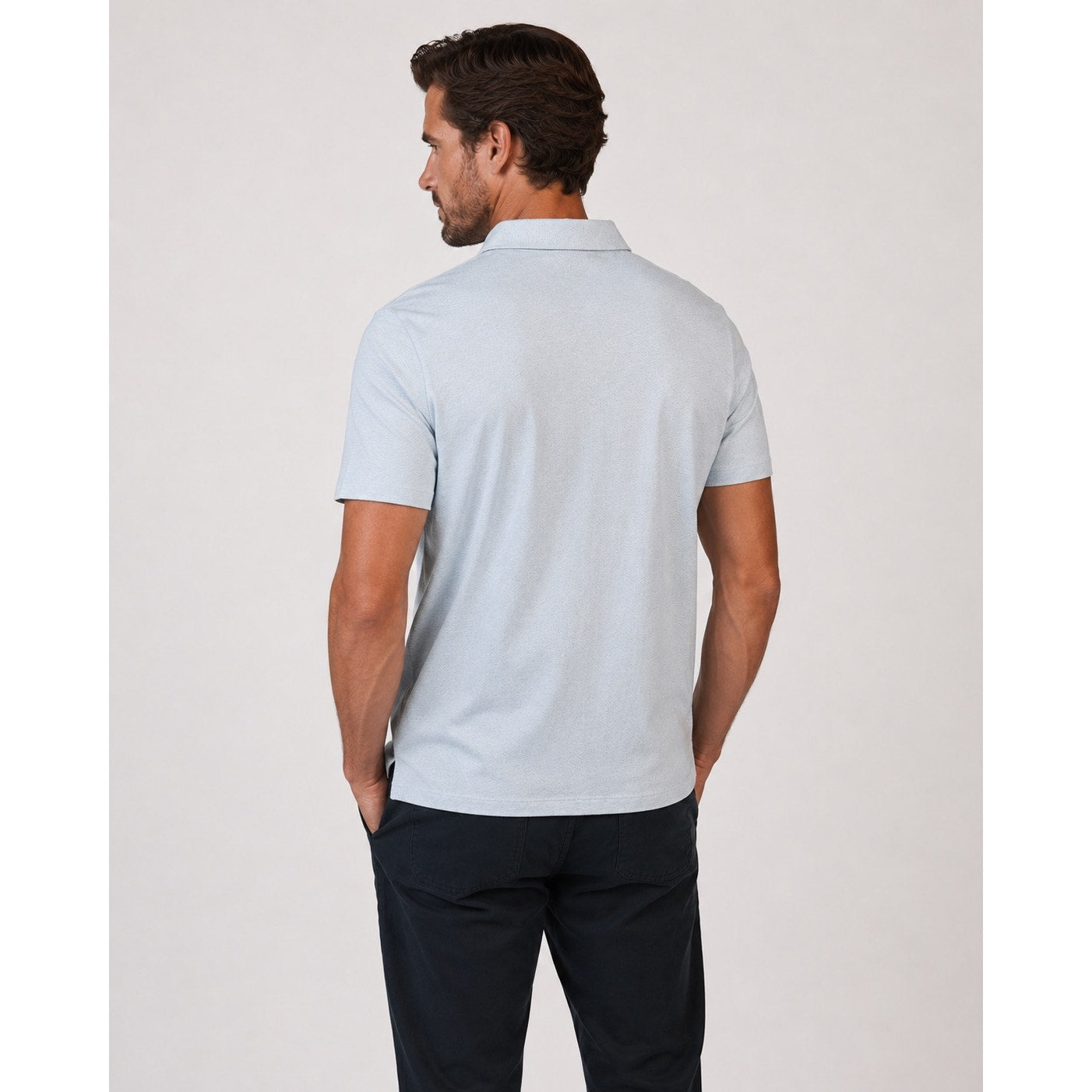 Robert Barakett Catalina Short Sleeve Knit Shirt in Soft Chambray — Size 2XL
