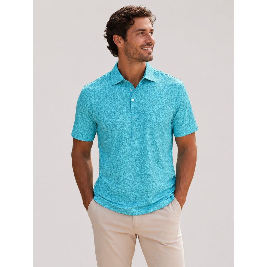 Southern Tide Driver Pineapple Paradise Performance Polo in Mint — Large