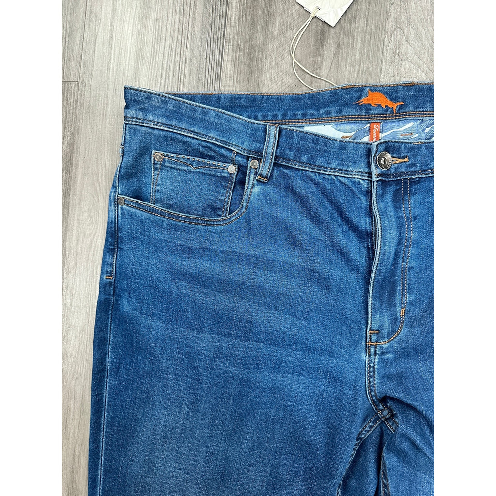Tommy Bahama Boracay Classic Straight Leg Jean in Medium Indigo Wash — Size 42x30
