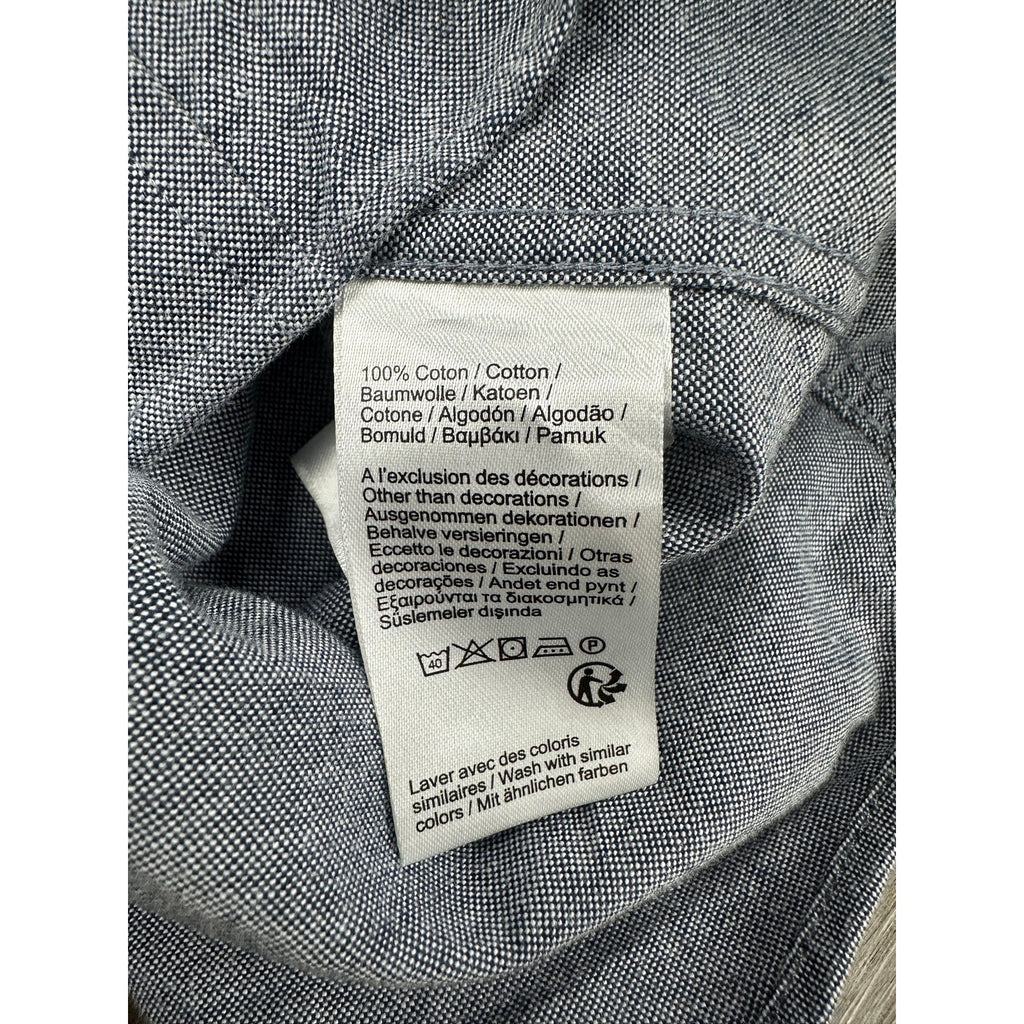 Lacoste Regular Fit Oxford Cotton Short Sleeve Shirt in Navy — Size Small // Preowned