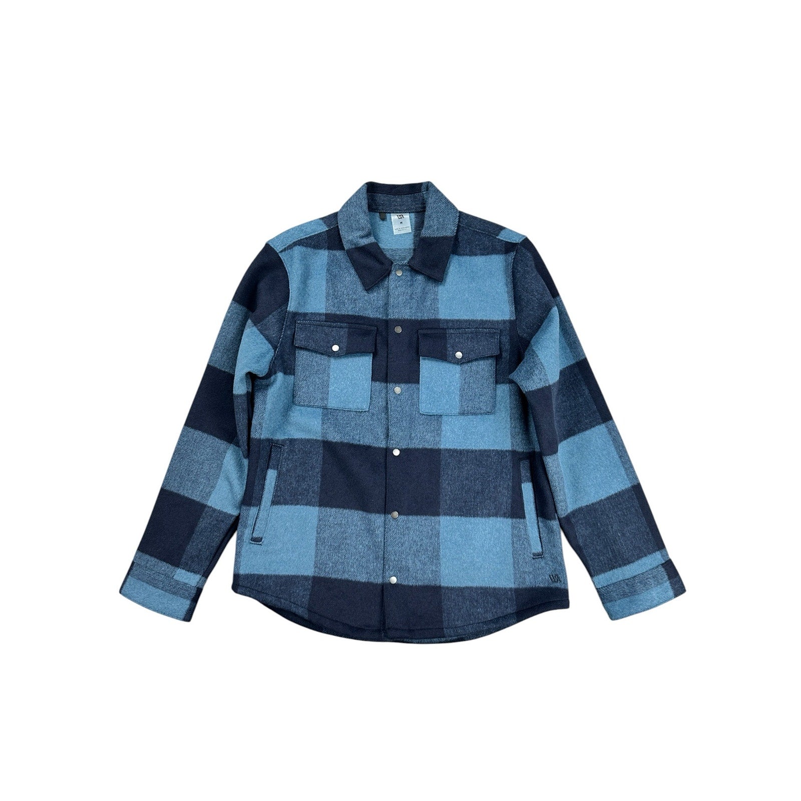VRST Wool Blend Plaid Shirt Jacket Shacket in Navy Blue Checkered — Size Medium // Preowned