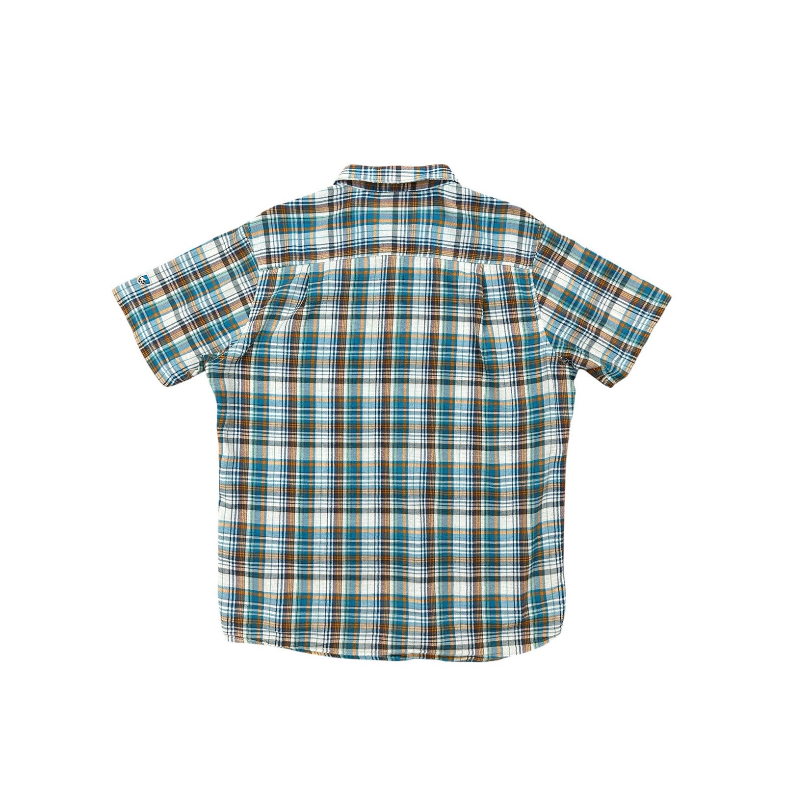 Kuhl Short Sleeve Plaid Button Down in Blue, Green, Orange, Red and White — Size Large // Preowned