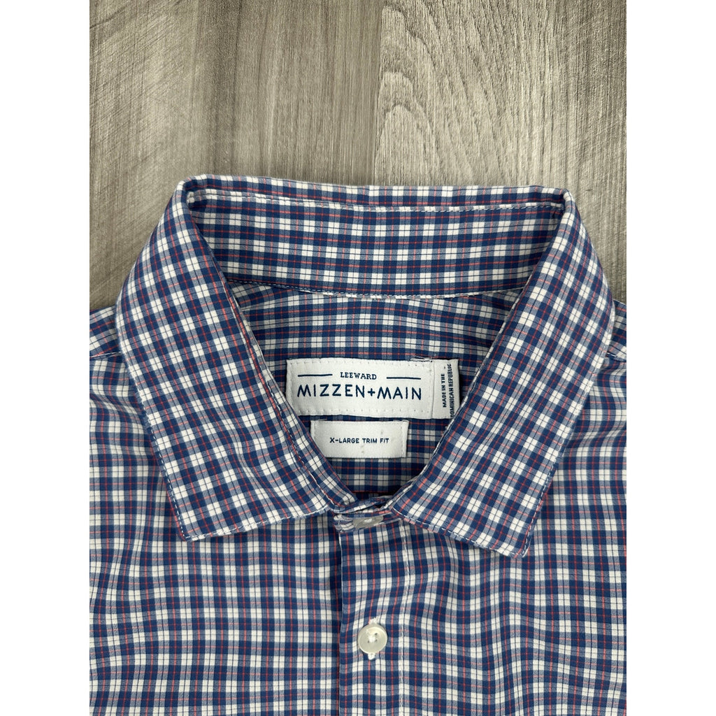 Mizzen+Main Leeward Collection Performance Plaid Trim Fit Long Sleeve Shirt — Size XL // Preowned