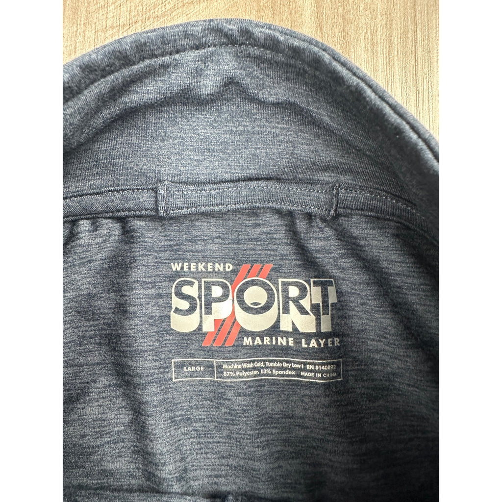 Marine Layer Weekend Sport Performance Pullover in Navy, Green — Size Large // Preowned