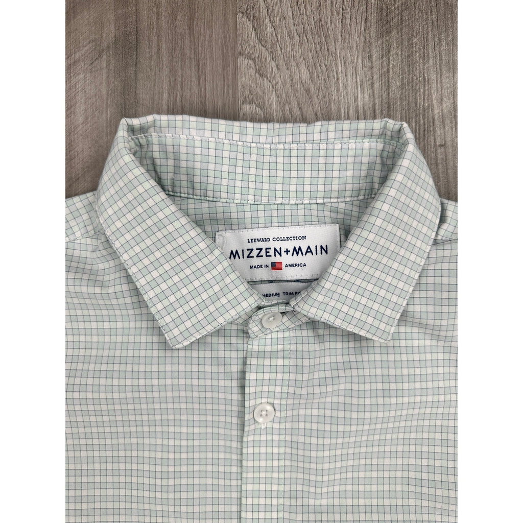 Mizzen+Main Leeward Collection Performance Plaid Trim Fit Long Sleeve Shirt — Size Medium // Preowned