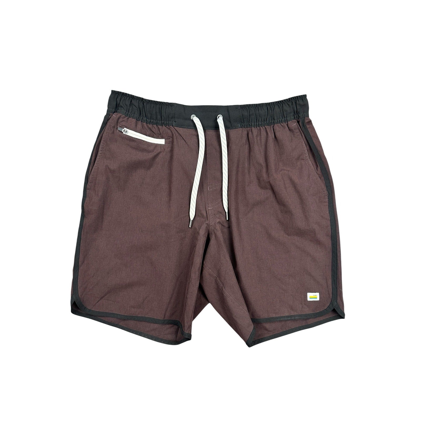 Vuori Banks Performance Athletic Shorts in Dark Burgundy Black — Size Medium // Preowned