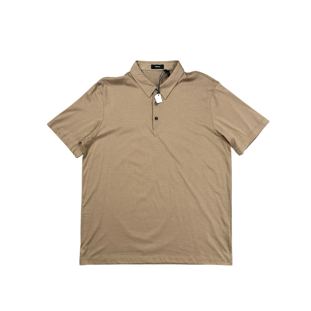 Theory Bron Foundation Jersey Polo in Tan — Size XL