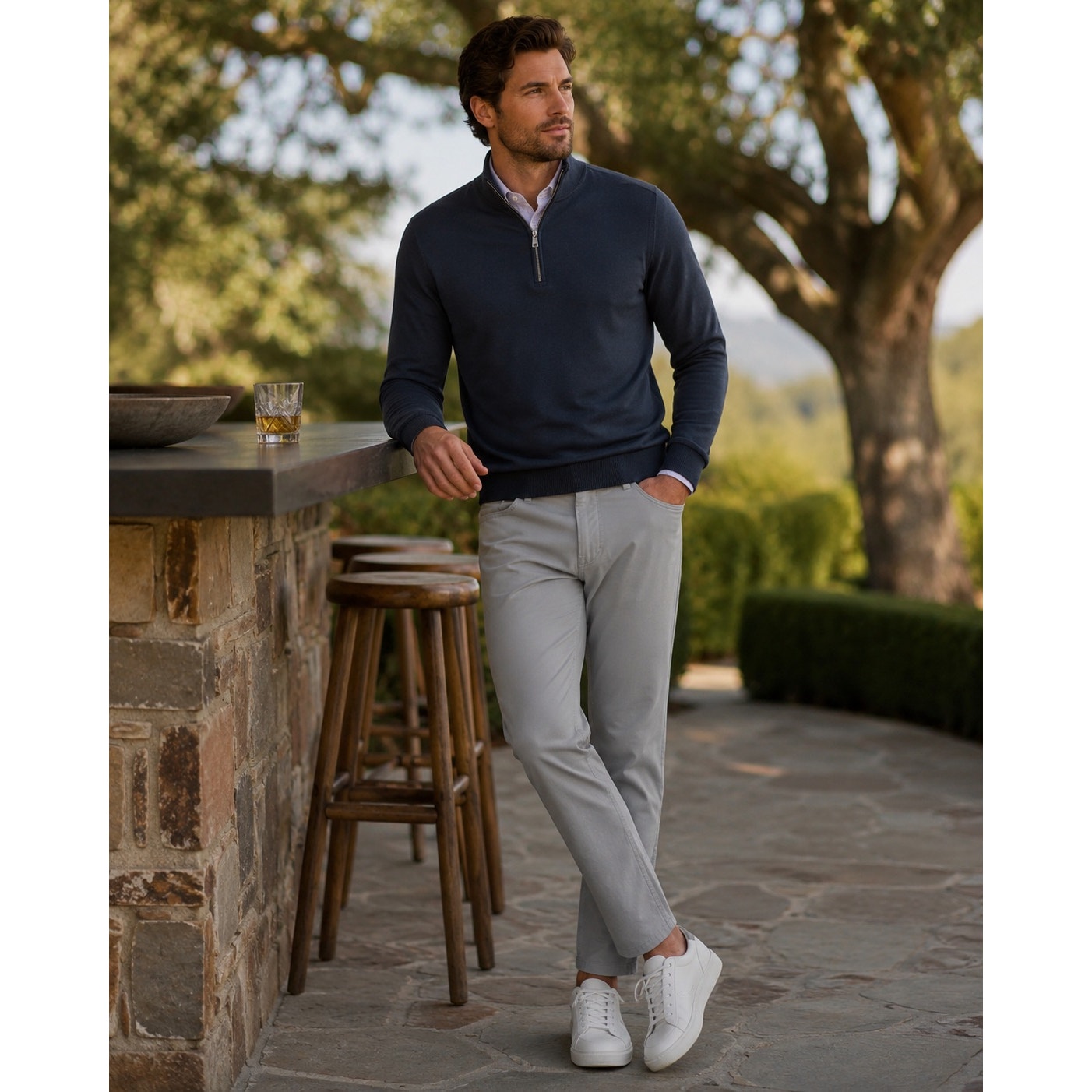 Peter Millar Signature Sateen Classic Fit 5 Pocket Pants in Gray — Size 44x30 // Preowned