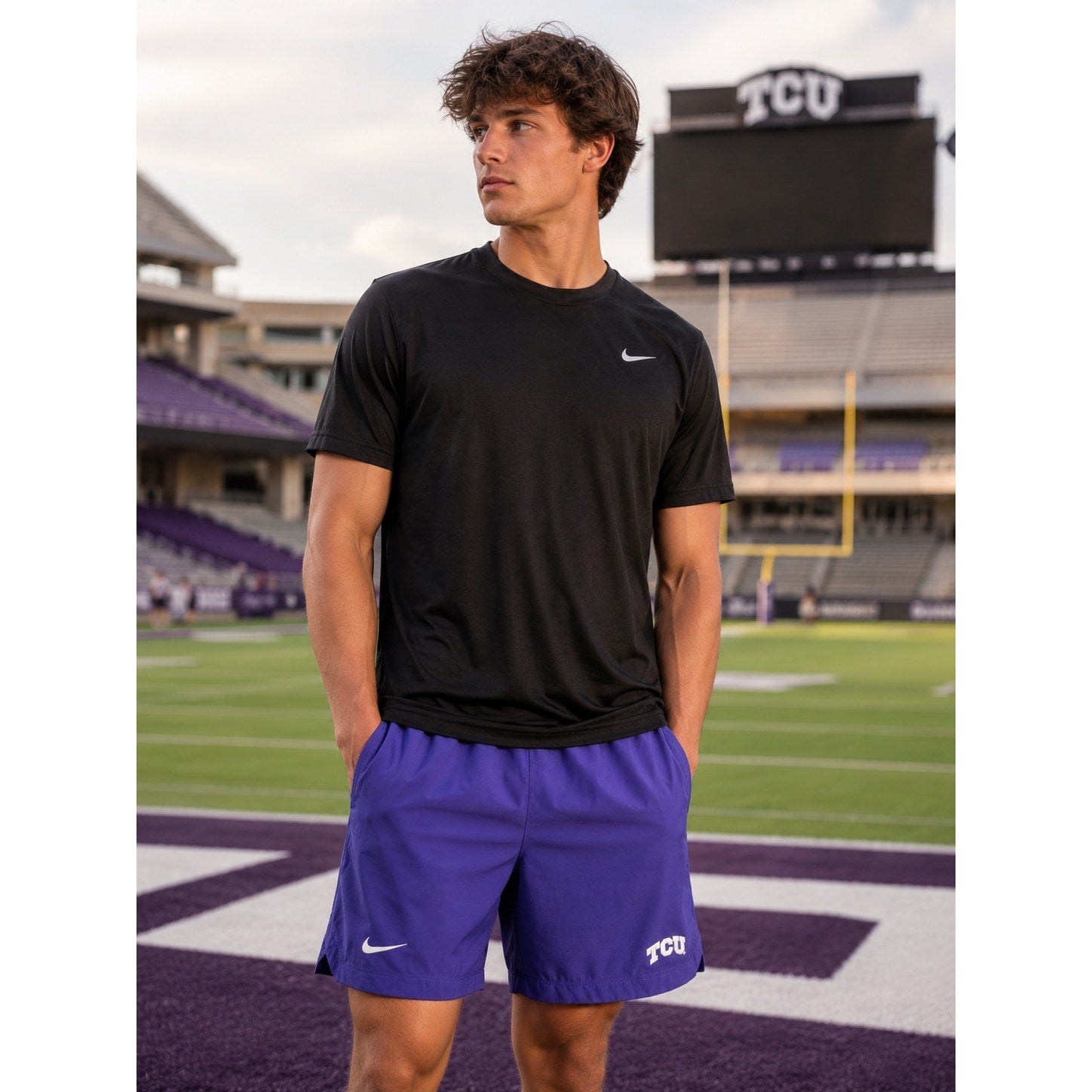 Nike TCU Horned Frogs Dri-FIT On-Field Athletic Shorts in Purple — Size Large // Preowned