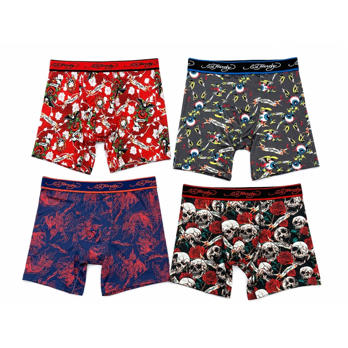Ed Hardy Performance Boxer Briefs 4-Pack — Size Medium